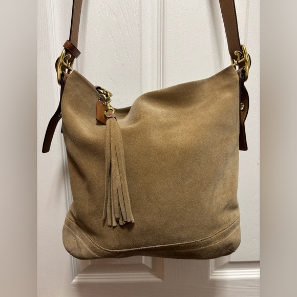 Coach Handbags - Coach VINTAGE Y2K D06S-1418 Legacy Tan Suede Shoulder/Crossbody Bag VGUC